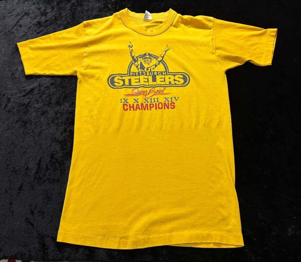 Men Small Vintage 1980s Pittsburgh Steelers Super Bowl Champions T-Shirt
